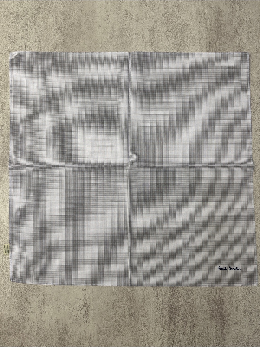 Paul Smith Light Blue and White Micro Check Pocket Square